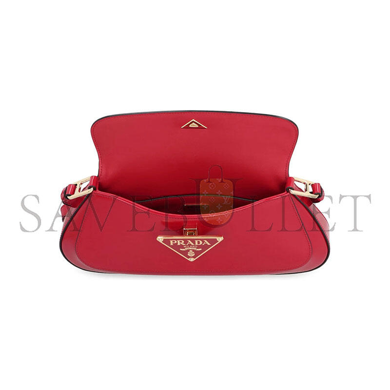 PRADA WOMEN'S RED CLEO LEATHER SHOULDER BAG 1BD345 (24*11*4cm)